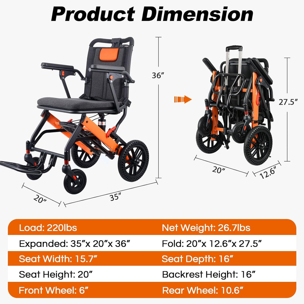 Lightweight Transport Wheelchair with Safety Belt Q867482