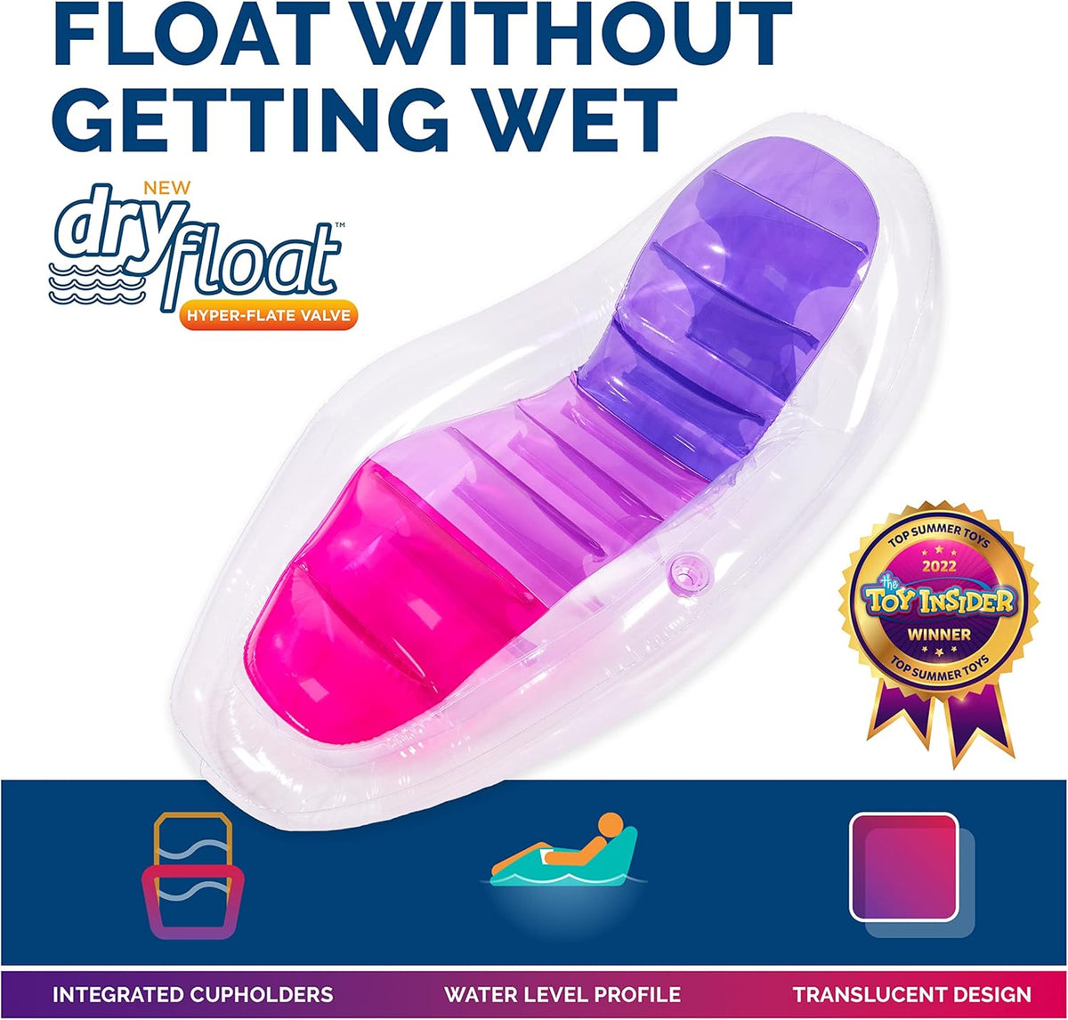 Translucent Inflatable Pool Float with Cup Holder V9968
