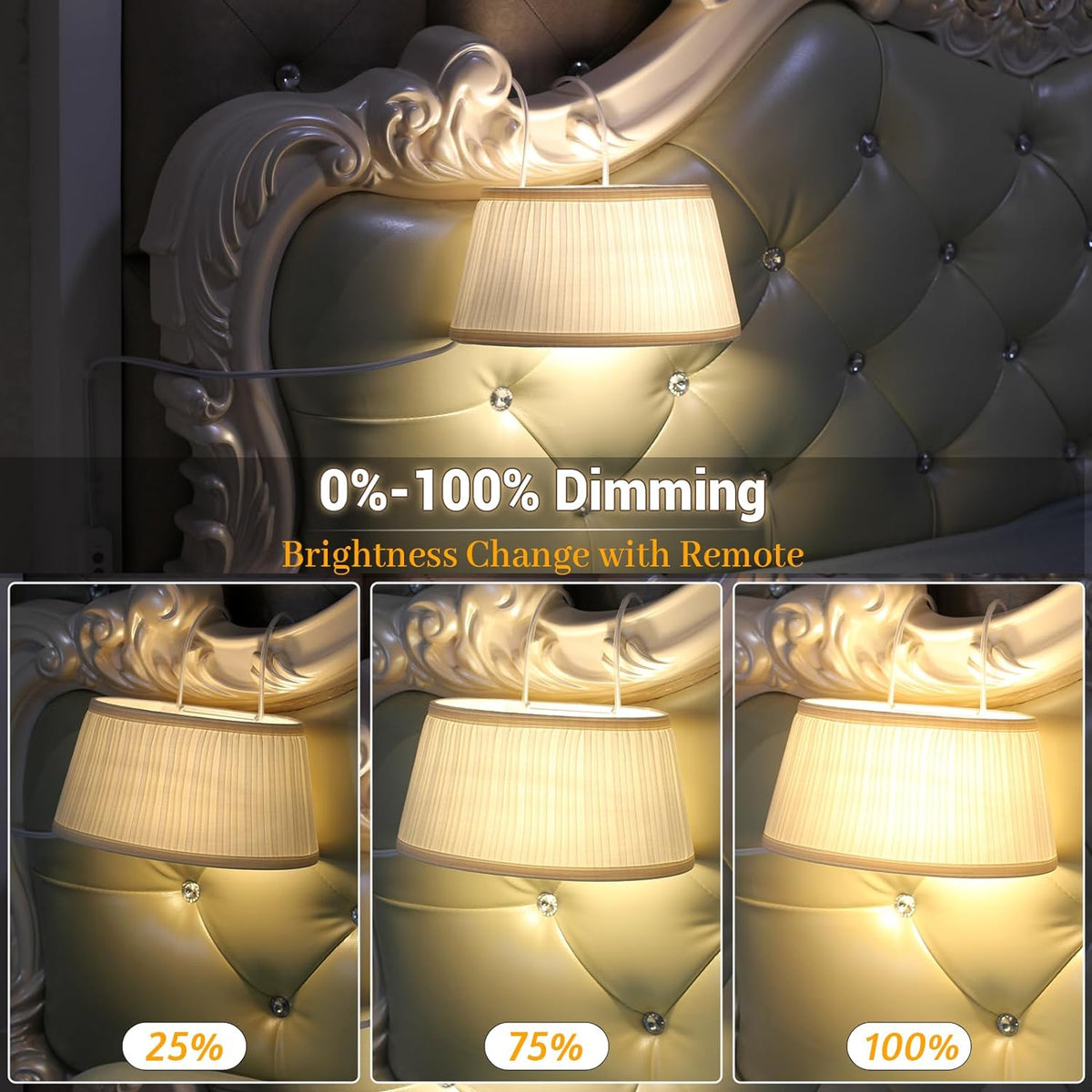 Bed Reading Light with Adjustable Hook and Fabric Shade D7127