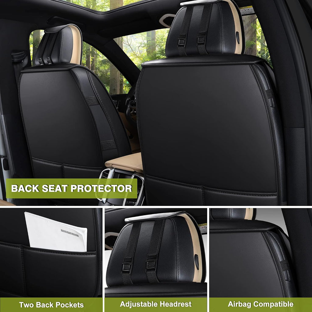 Leather Car Seat Covers Front Pair Black Blue K220