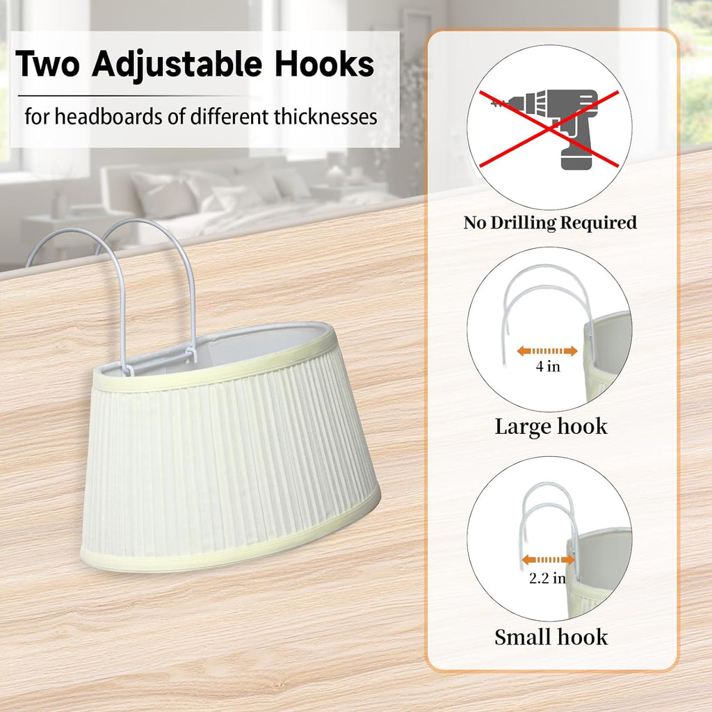 Bed Reading Light with Adjustable Hook and Fabric Shade D7127