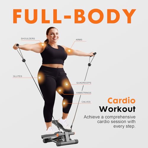 Adjustable Height Stair Stepper with Resistance Bands & LCD Monitor J3040