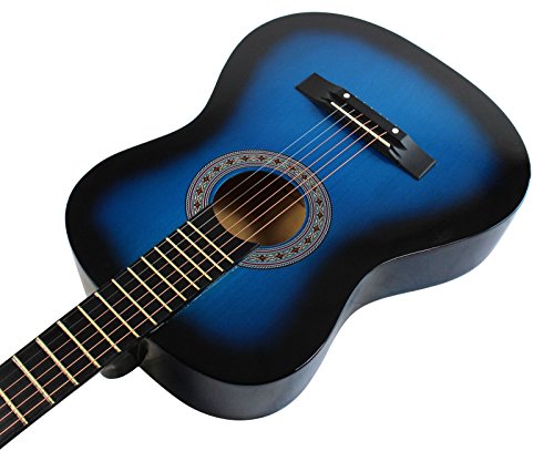 Black Beginner Acoustic Guitar Starter Package with Gig Bag, Strap, Picks, Pickguards, Pick Holder, Extra Strings, Electronic Tuner Z1848