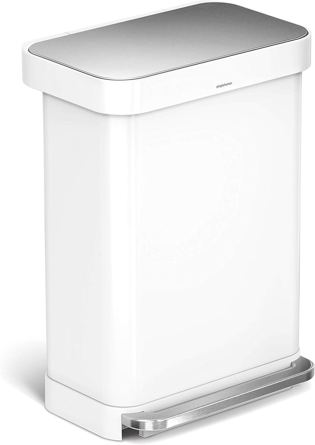 55 Liter White Stainless Steel Kitchen Step Trash Can S8980