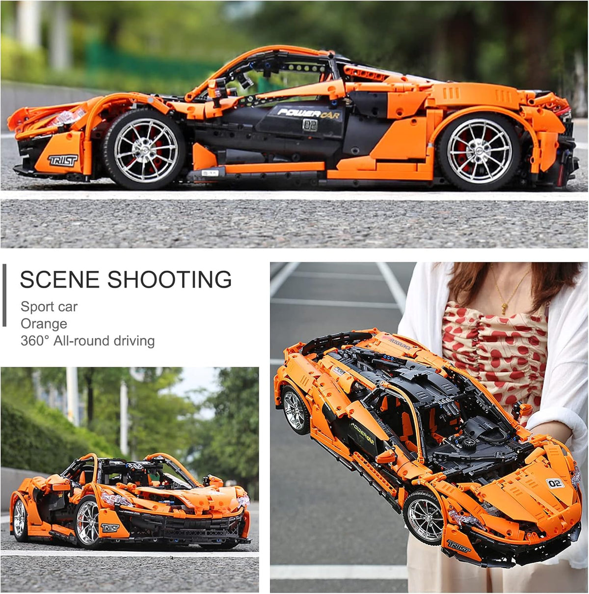 RC Sports Car Building Kit, 3228 Pieces 1:8 Scale T4396