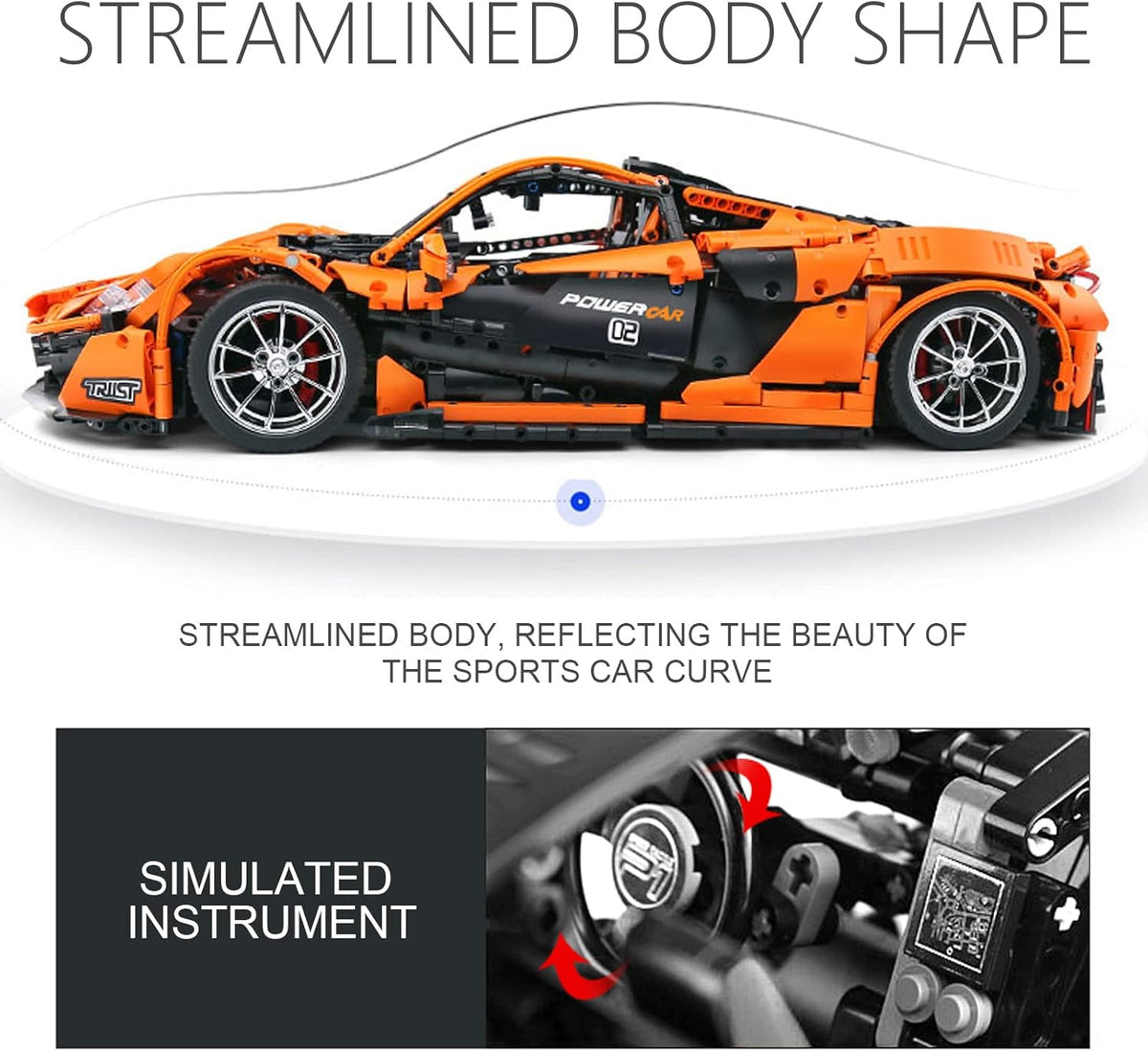 RC Sports Car Building Kit, 3228 Pieces 1:8 Scale T4396