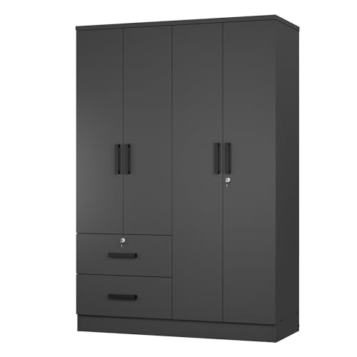 White 4 Doors Wardrobe 2 Drawers with Shelves V521211