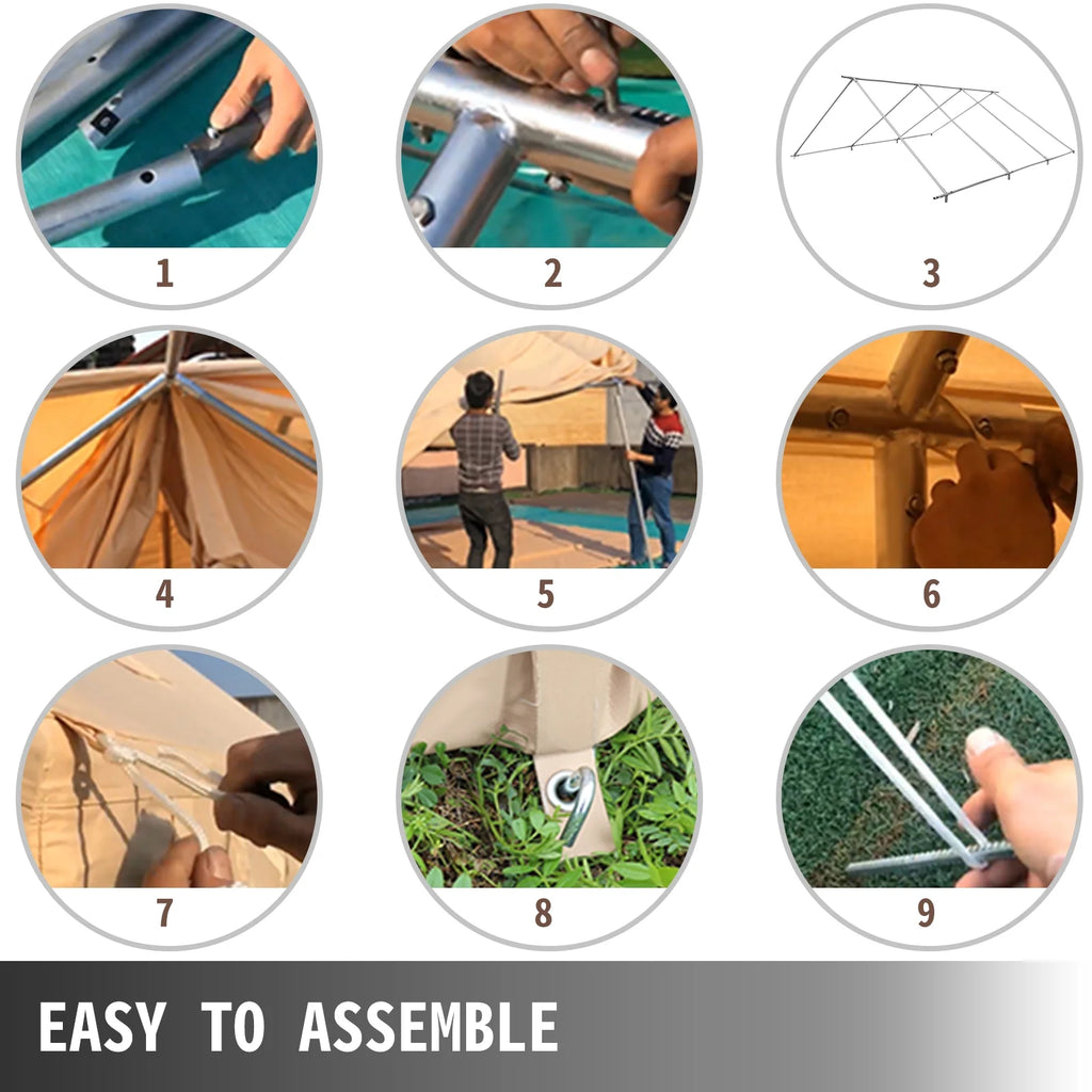 Canvas Wall Tent 10x12ft with PVC Storm Flap Waterproof with Stove Hole V70861