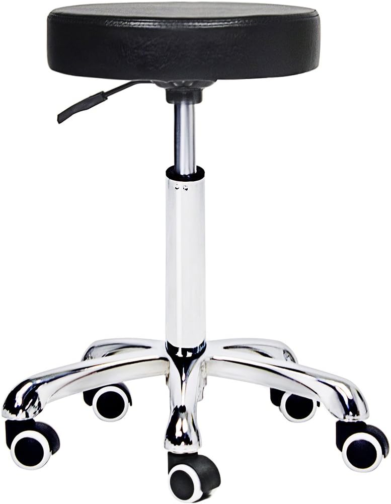 Height Adjustable Rolling Swivel Stool Chair with Wheels and Round Seat M530762