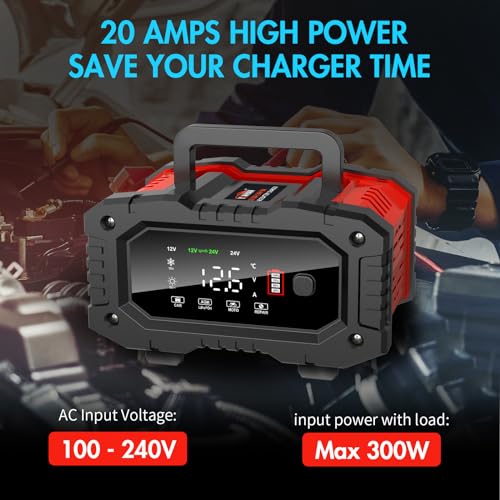 20A 12V/24V LiFePO4 Lead Acid Fully Automatic Battery Charger M54899