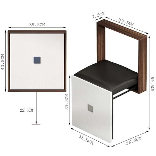 Wall-Mounted Folding Chair, Solid Wood Shoe Stool, Brown K462419