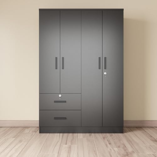 White 4 Doors Wardrobe 2 Drawers with Shelves V521211