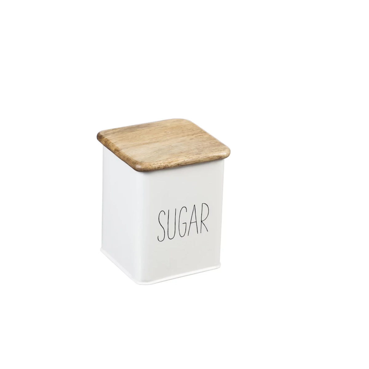 White 5 Piece Kitchen Canisters with Wooden Top Set C2721
