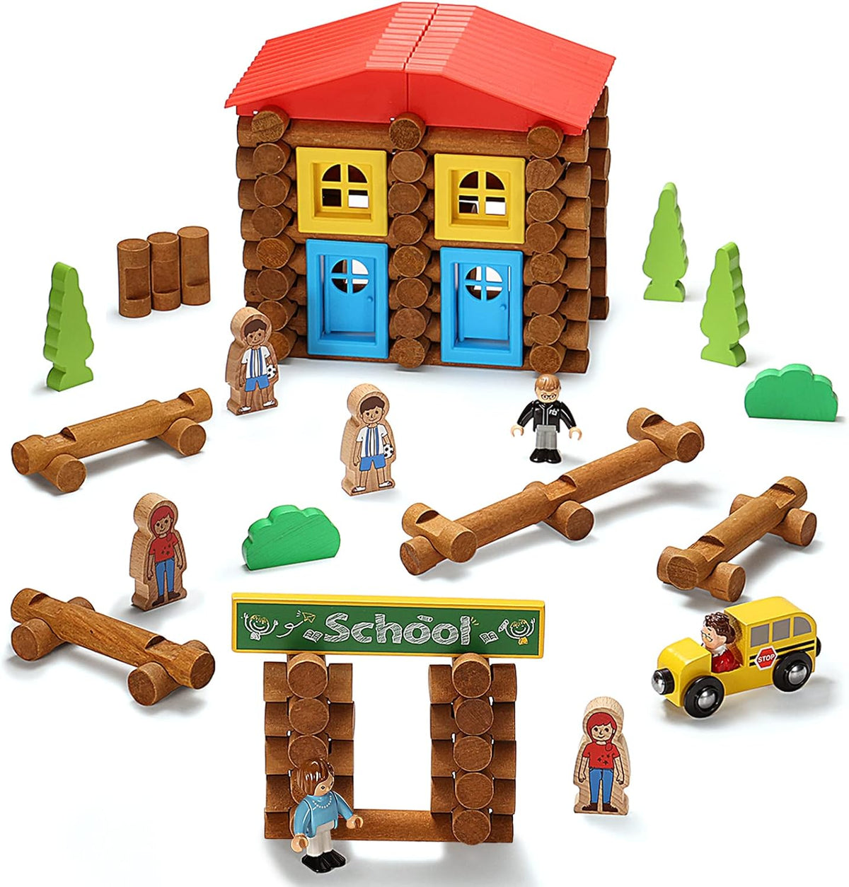 122 PCS Wooden Log Cabin Building Toy Set M725