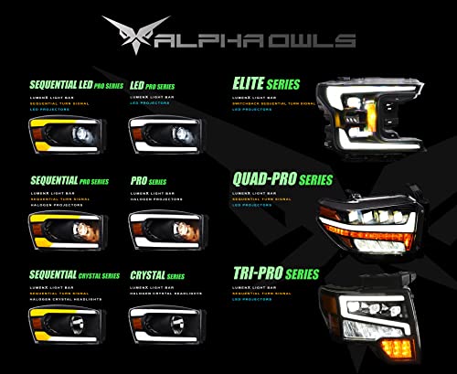 Black Amber Crystal Headlights With White LED Light Bar & Sequential Signal Light S86150