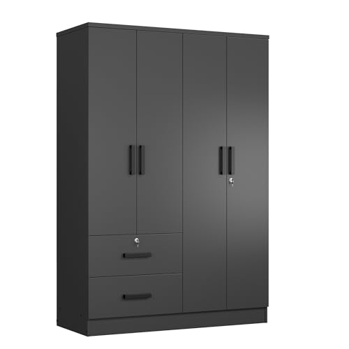 White 4 Doors Wardrobe 2 Drawers with Shelves V521211