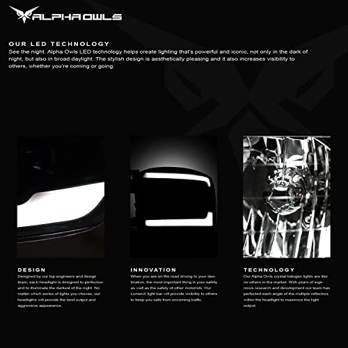 Black Amber Crystal Headlights With White LED Light Bar & Sequential Signal Light S86150