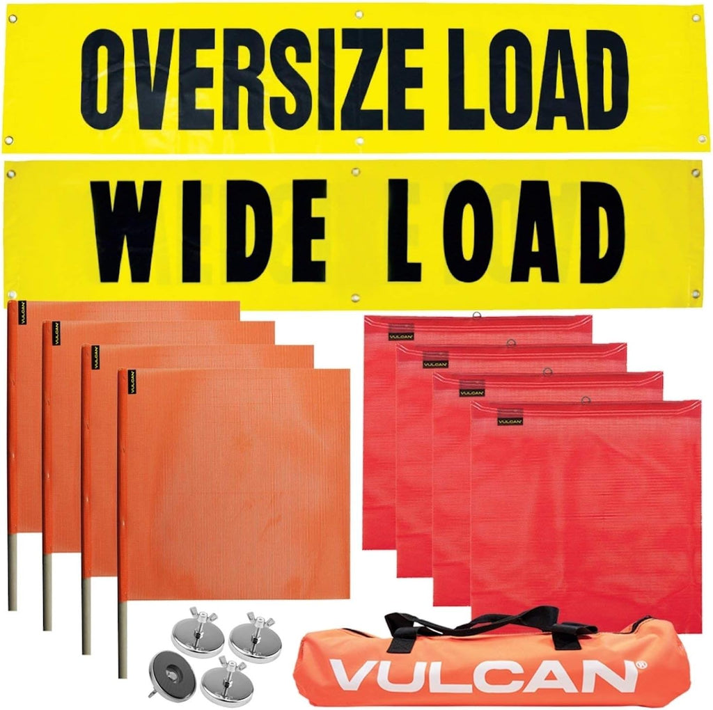 Flags, Signs, and Magnets Kit with 2 Reversible Oversize Load Signs, 4 Red Flags, 4 Orange Flags, and 4 Magnets C5262