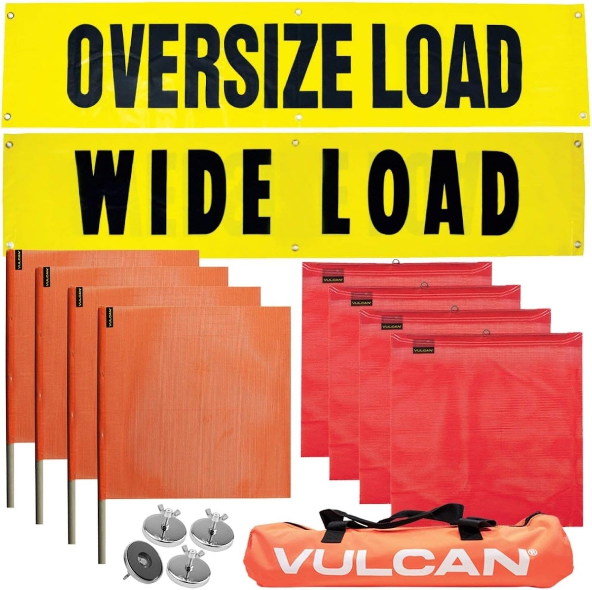 Flags, Signs, and Magnets Kit with 2 Reversible Oversize Load Signs, 4 Red Flags, 4 Orange Flags, and 4 Magnets C5262