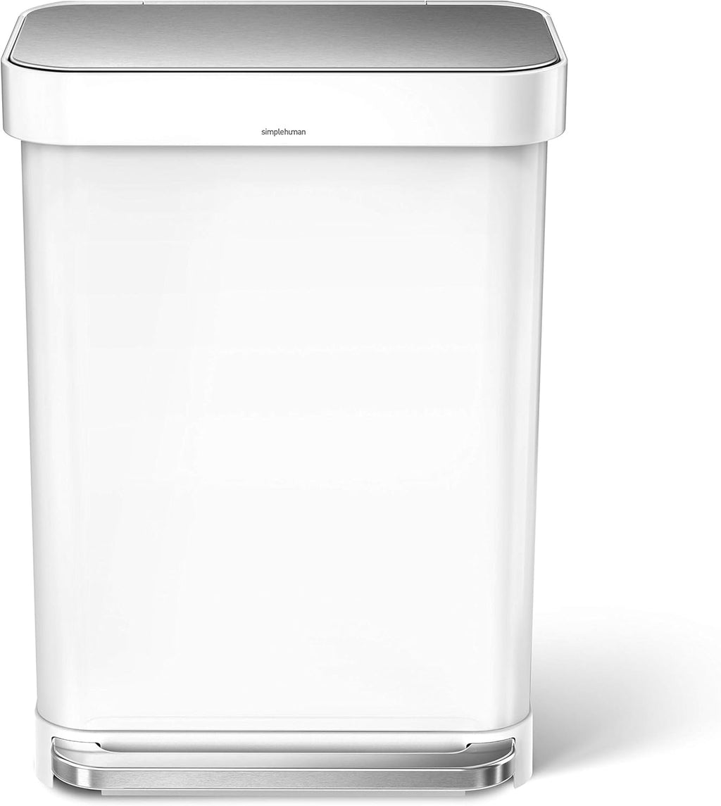 55 Liter White Stainless Steel Kitchen Step Trash Can S8980