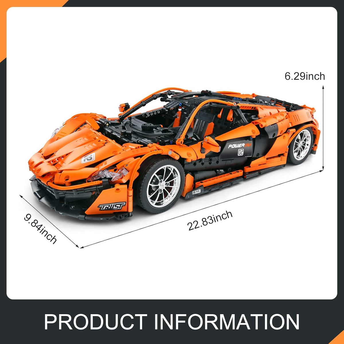 RC Sports Car Building Kit, 3228 Pieces 1:8 Scale T4396