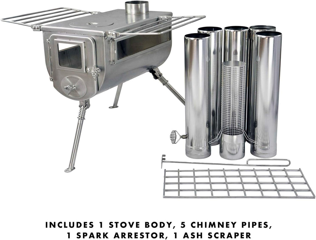 Portable Wood Burning Tent Stove with Chimney Pipe B137261