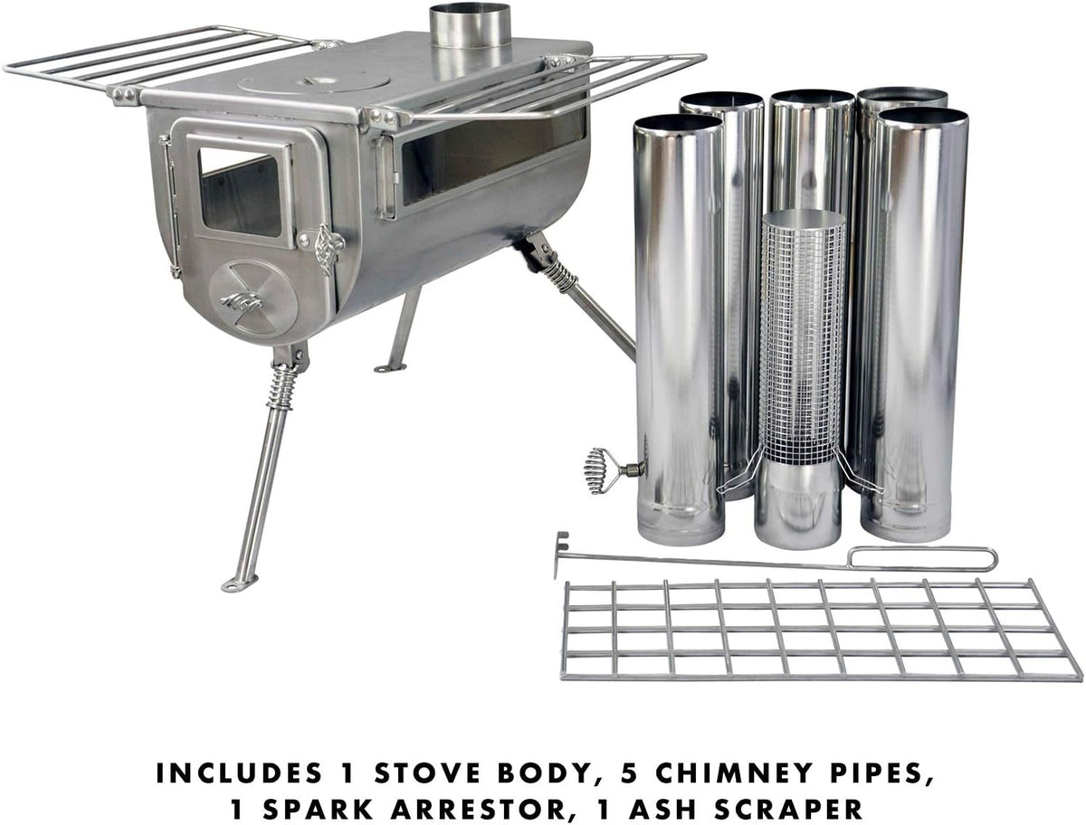 Portable Wood Burning Tent Stove with Chimney Pipe B137261