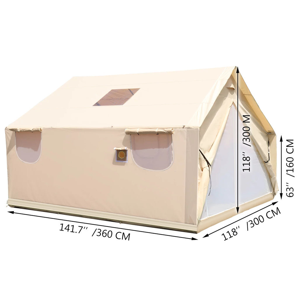 Canvas Wall Tent 10x12ft with PVC Storm Flap Waterproof with Stove Hole V70861