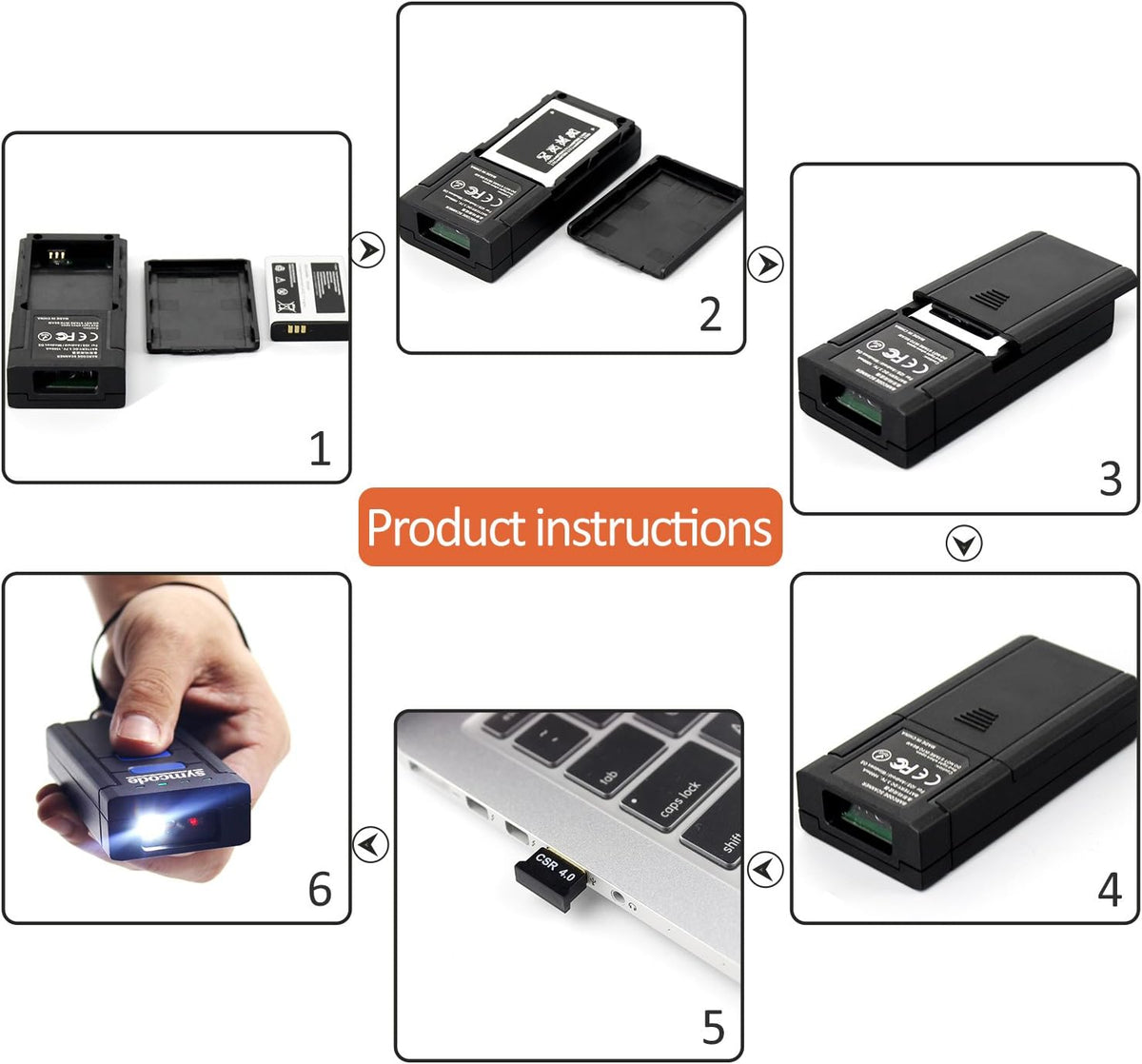 Portable Bluetooth 1D Mini Wireless Handheld CMOS Barcode Scanner K54091