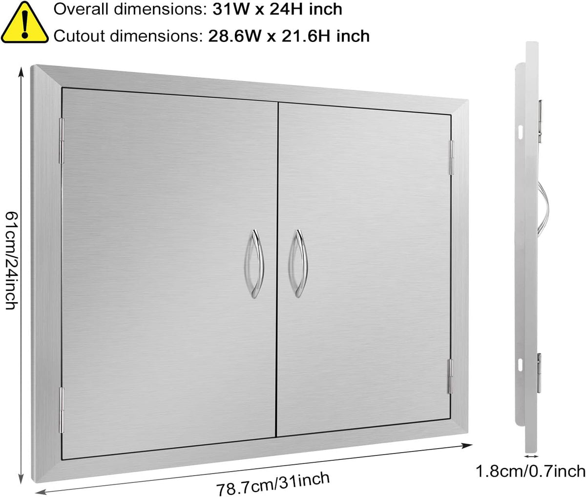 Outdoor Kitchen Stainless Steel Double Wall BBQ Access Door Y73864