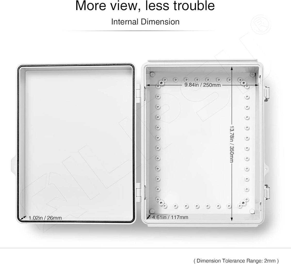 Hinged Cover Stainless Steel Latch Junction Box with Mounting Plate, ABS Plastic IP67 Waterproof Grey T23642