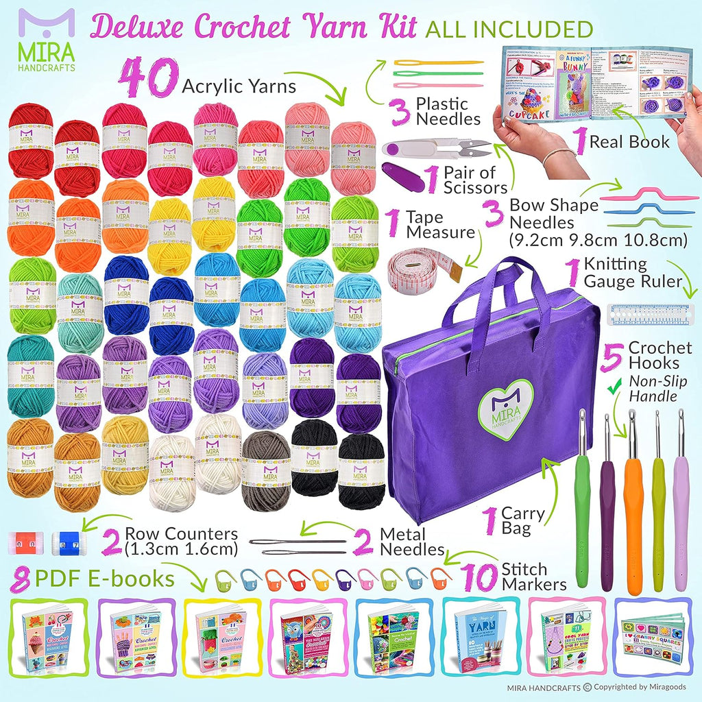 40 Colorful Acrylic Yarn Kit with 875 Yards N8372