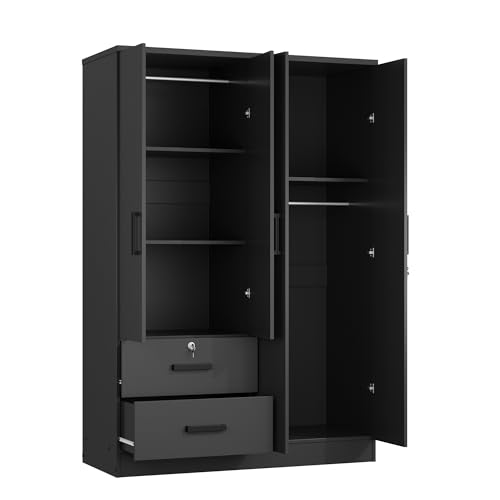 White 4 Doors Wardrobe 2 Drawers with Shelves V521211