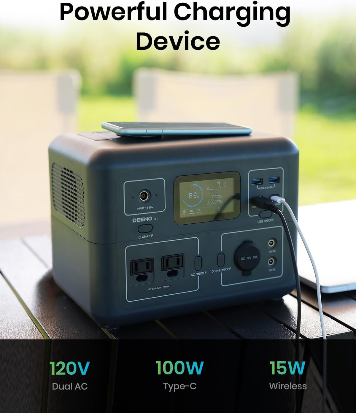 300W 268Wh LiFePO4 Portable Power Station with Dual AC Outlets X946922