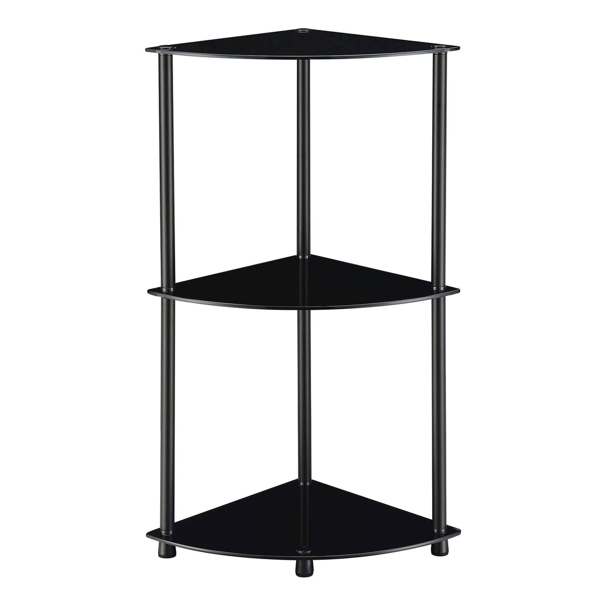 3-Tier Corner Shelf, Black Glass V275