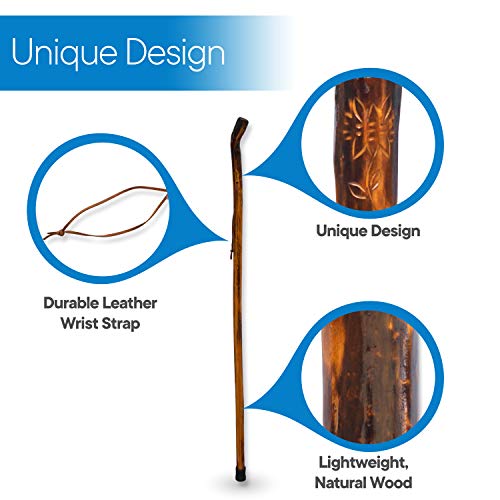 Wooden Walking Stick with Leather Wrist Strap P95200