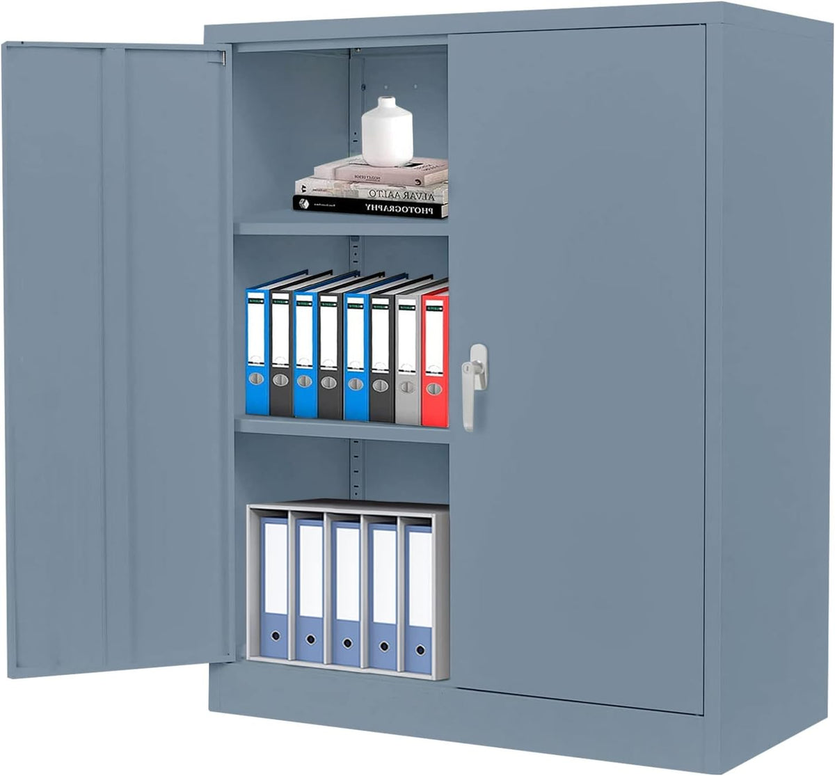 Lockable Metal Storage Cabinet with 2 Adjustable Shelves P2010