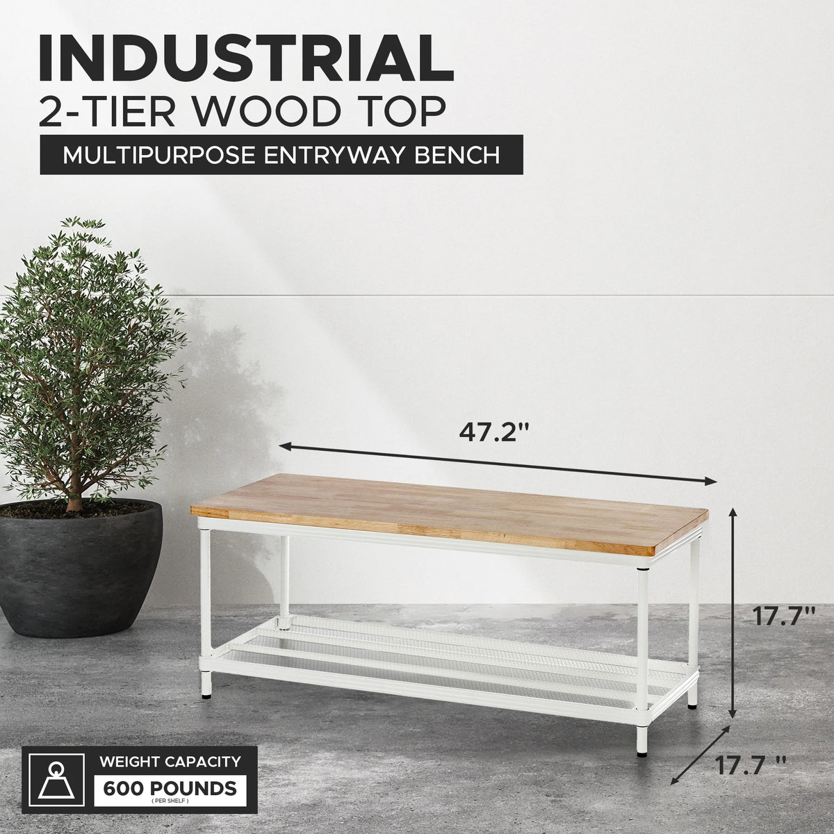 2-Tier White Metal Storage Shelving Unit Q5978