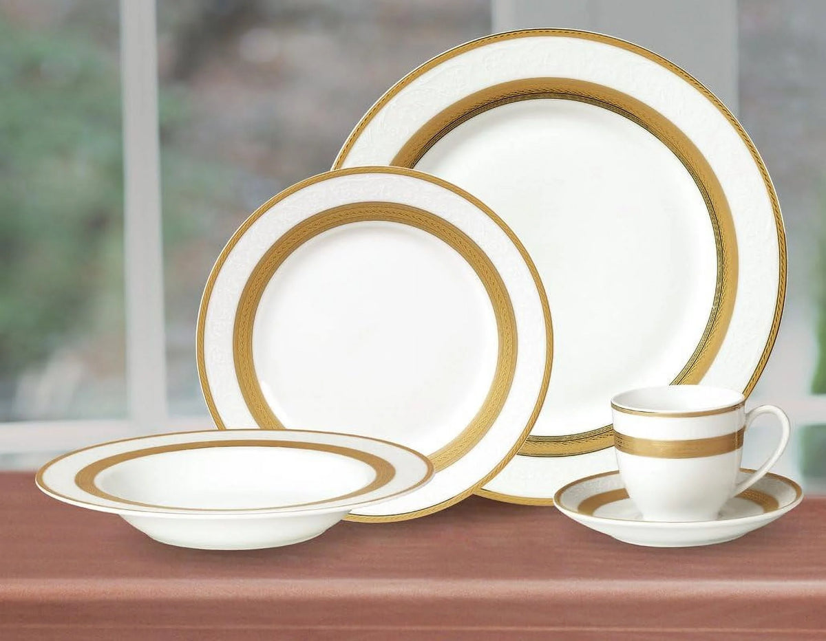 White 24K Plated Porcelain Dinnerware Set F97850