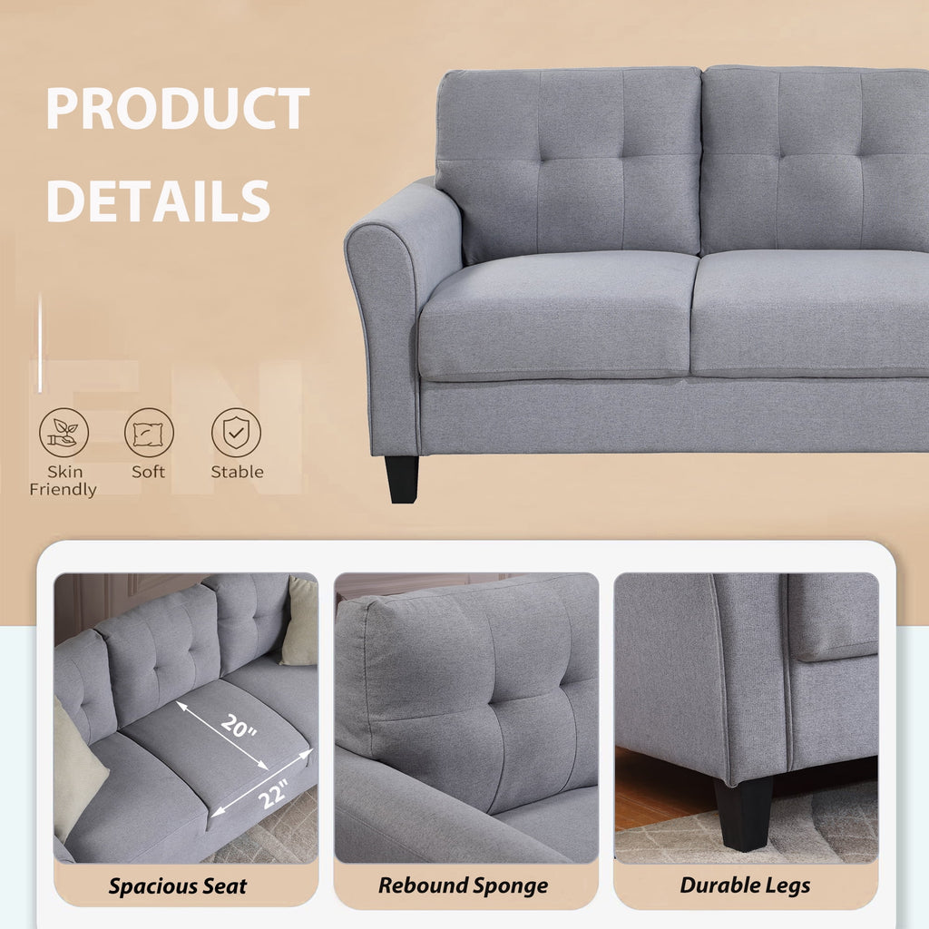 58" Gray Upholstered 2 Seater Sofa X2580