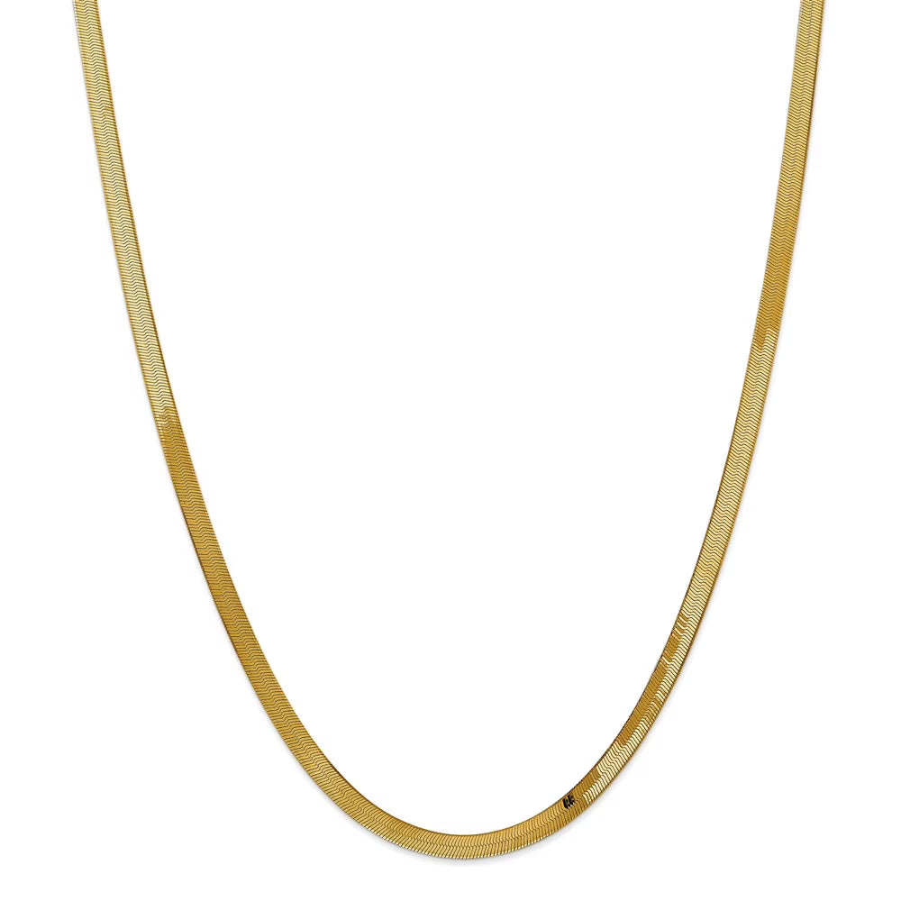 14kt Yellow Gold 4mm Herringbone Chain 16 inch Lobster Clasp K121863