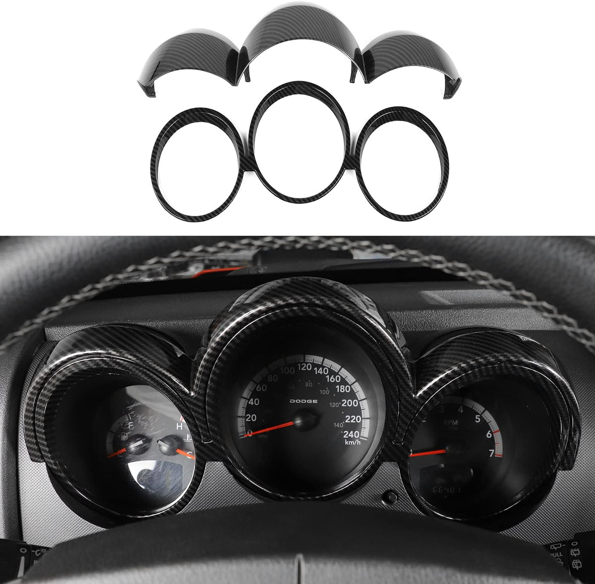 Carbon Fiber Center Console Dashboard Panel Frame Cover Trim Pack of 2 W89366