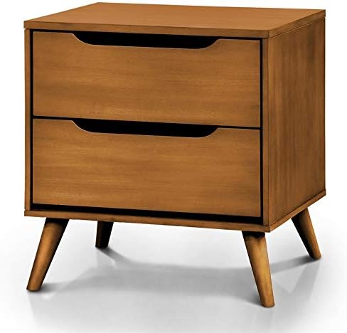 Oak 2-Drawer Wood Nightstand Q18044