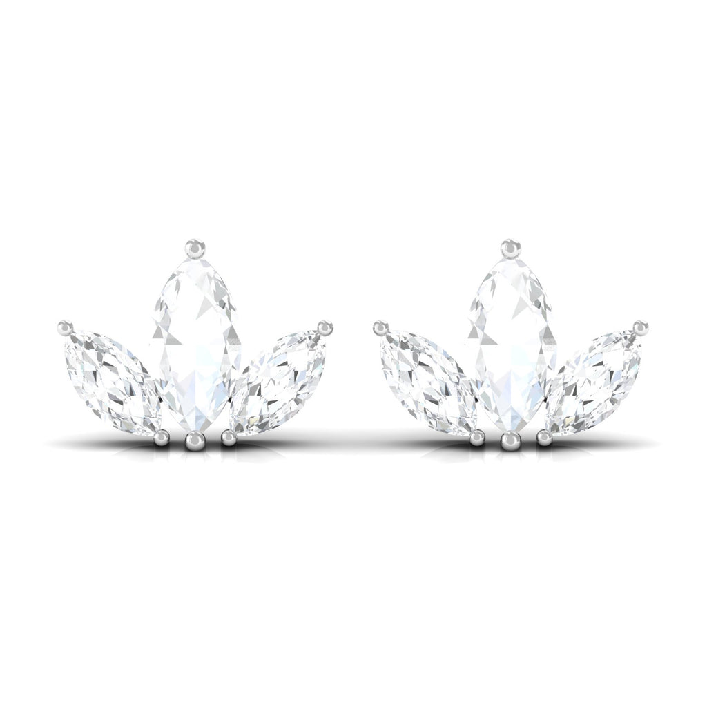 1/4 CT Marquise Cut Diamond Stud Earrings in Leaf Design, 925 Sterling Silver N84009