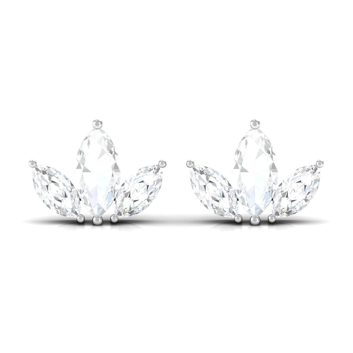 1/4 CT Marquise Cut Diamond Stud Earrings in Leaf Design, 925 Sterling Silver N84009