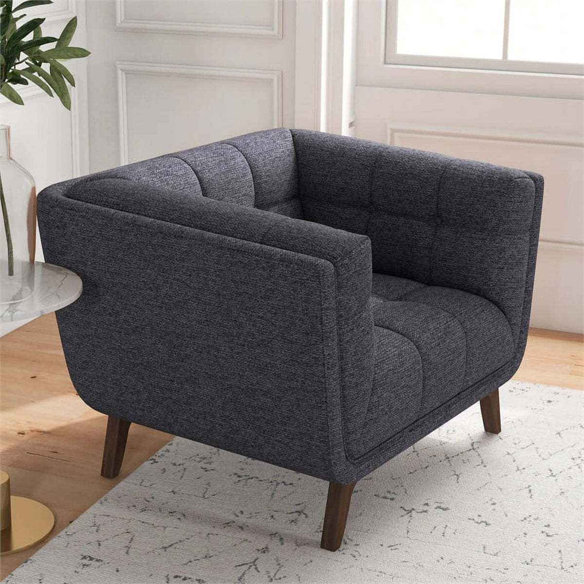 Mid Century Modern Fabric Accent Chair in Gray V549686