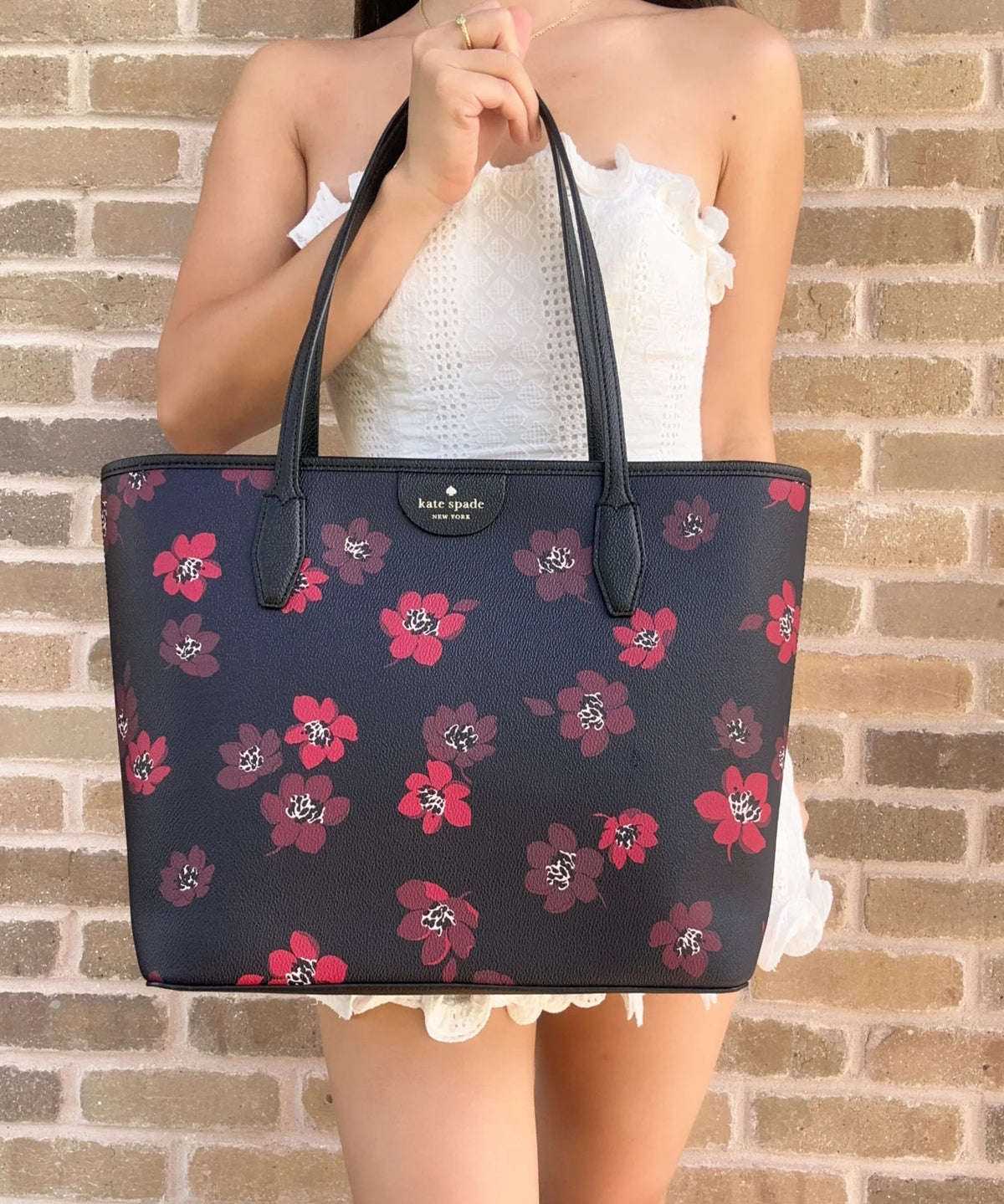 Black Multi Floral Tote Y981444