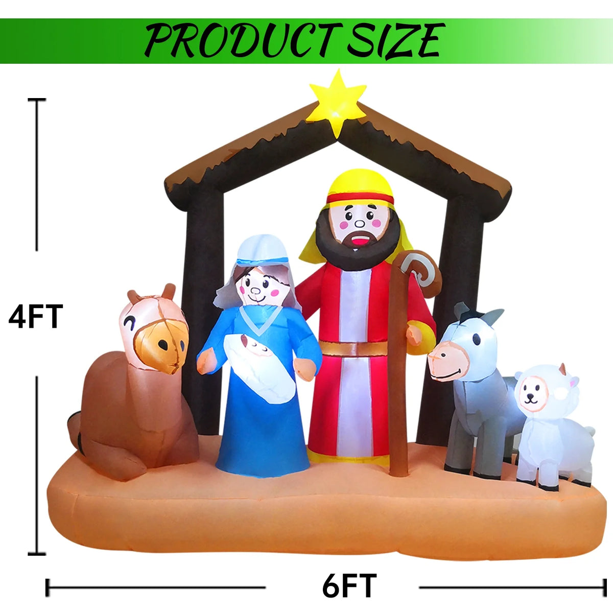 6ft Christmas Inflatables Nativity Scene with Build-in LEDs G867