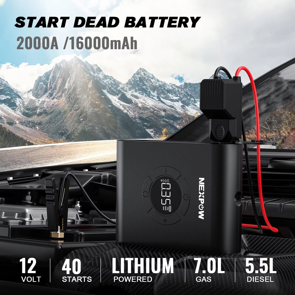 2000A Jump Starter with Air Compressor and 150PSI Tire Inflator N46123
