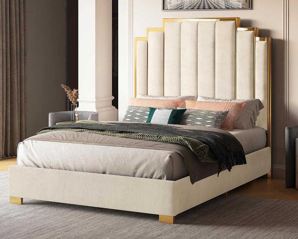 Queen Size Upholstered Bed with Headboard Q448343